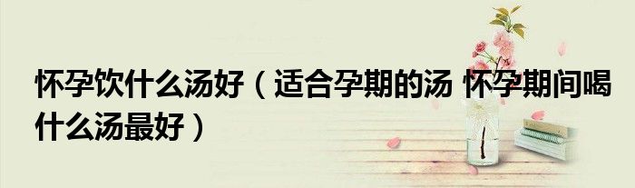 怀孕饮什么汤好（适合孕期的汤 怀孕期间喝什么汤最好）