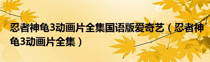 忍者神龟3动画片全集国语版爱奇艺（忍者神龟3动画片全集）