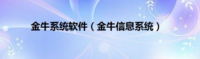金牛系统软件（金牛信息系统）