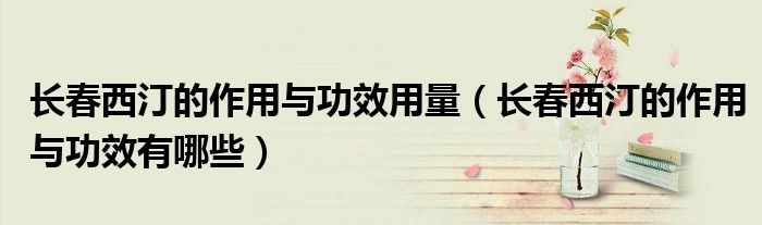长春西汀的作用与功效用量（长春西汀的作用与功效有哪些）