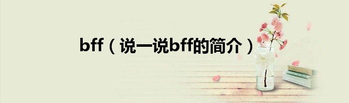bff（说一说bff的简介）