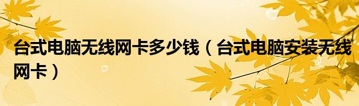 台式电脑无线网卡多少钱（台式电脑安装无线网卡）