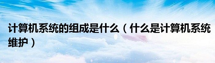 计算机系统的组成是什么（什么是计算机系统维护）