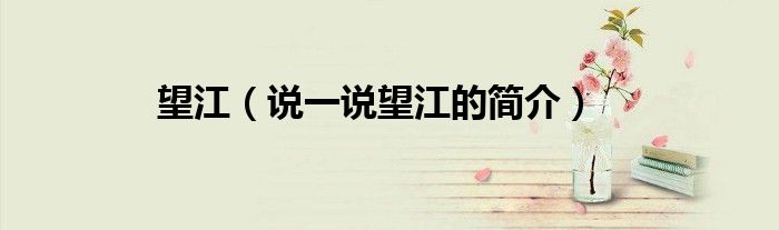望江（说一说望江的简介）