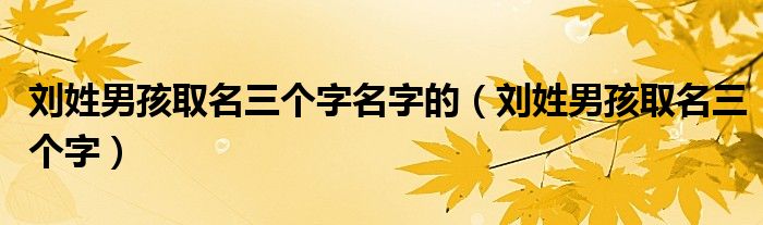 刘姓男孩取名三个字名字的（刘姓男孩取名三个字）