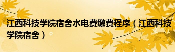 江西科技学院宿舍水电费缴费程序（江西科技学院宿舍）