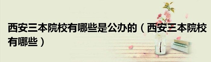 西安三本院校有哪些是公办的（西安三本院校有哪些）