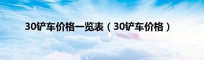 30铲车价格一览表（30铲车价格）