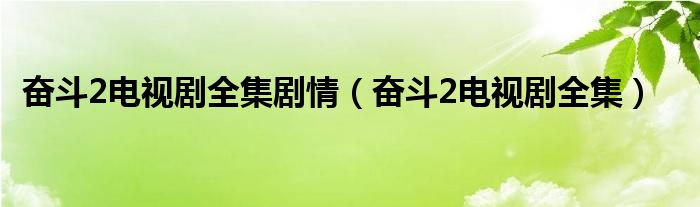奋斗2电视剧全集剧情（奋斗2电视剧全集）