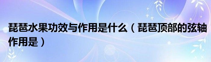 琵琶水果功效与作用是什么（琵琶顶部的弦轴作用是）