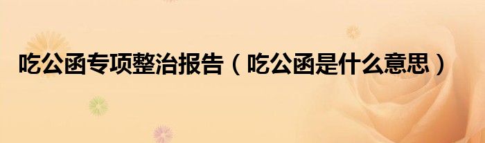 吃公函专项整治报告（吃公函是什么意思）