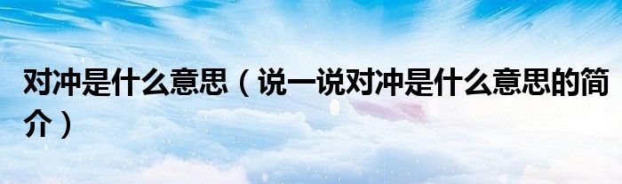 对冲是什么意思（说一说对冲是什么意思的简介）