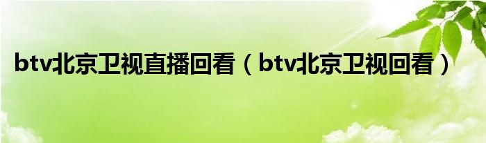 btv北京卫视直播回看（btv北京卫视回看）