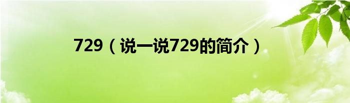 729（说一说729的简介）