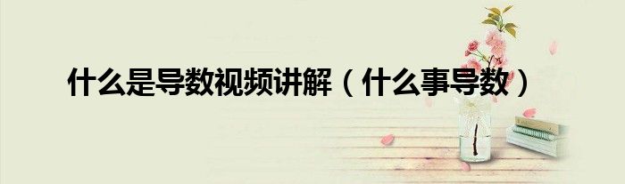 什么是导数视频讲解（什么事导数）