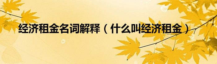 经济租金名词解释（什么叫经济租金）