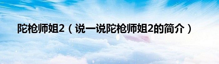 陀枪师姐2（说一说陀枪师姐2的简介）