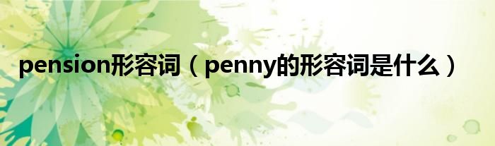pension形容词（penny的形容词是什么）