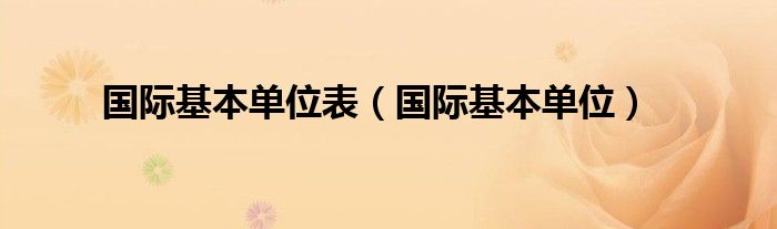 国际基本单位表（国际基本单位）