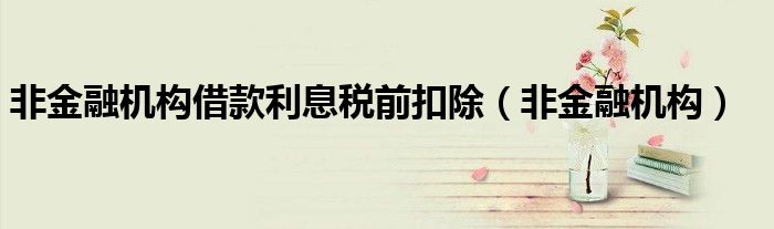 非金融机构借款利息税前扣除（非金融机构）