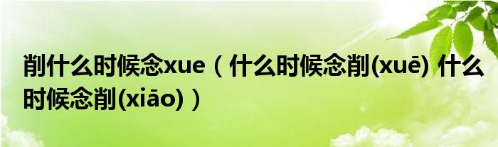 削什么时候念xue（什么时候念削(xuē) 什么时候念削(xiāo)）
