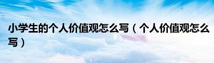 小学生的个人价值观怎么写（个人价值观怎么写）