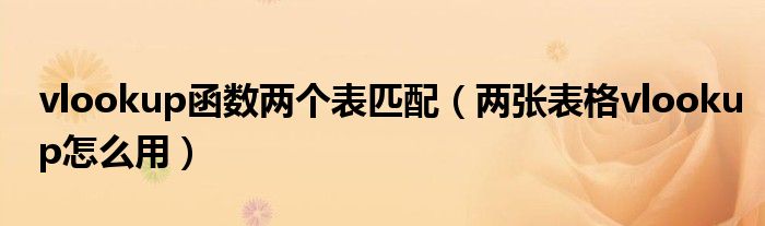 vlookup函数两个表匹配（两张表格vlookup怎么用）