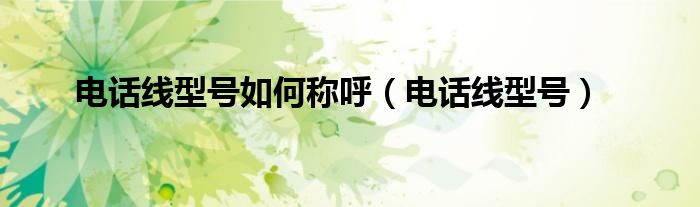 电话线型号如何称呼（电话线型号）