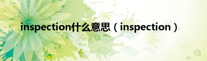 inspection什么意思（inspection）