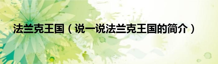 法兰克王国（说一说法兰克王国的简介）