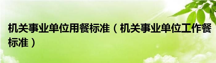机关事业单位用餐标准（机关事业单位工作餐标准）