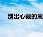 别出心裁的意思是啥（别出心裁的意思）