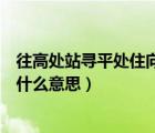 往高处站寻平处住向宽处行（择高处立寻平处住向宽处行是什么意思）