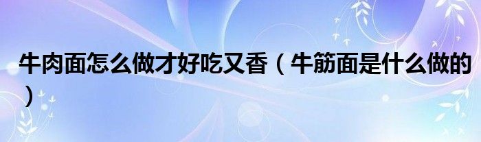 牛肉面怎么做才好吃又香（牛筋面是什么做的）