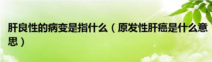 肝良性的病变是指什么（原发性肝癌是什么意思）