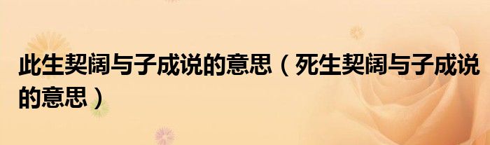 此生契阔与子成说的意思（死生契阔与子成说的意思）