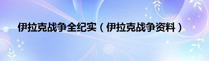 伊拉克战争全纪实（伊拉克战争资料）