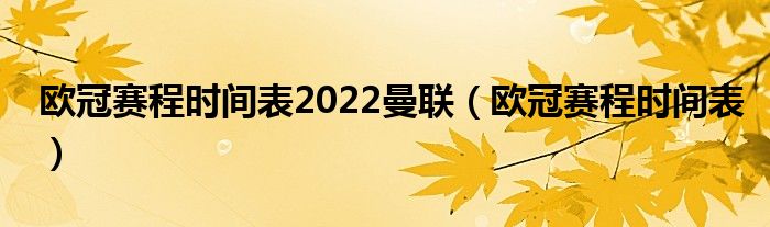 欧冠赛程时间表2022曼联（欧冠赛程时间表）