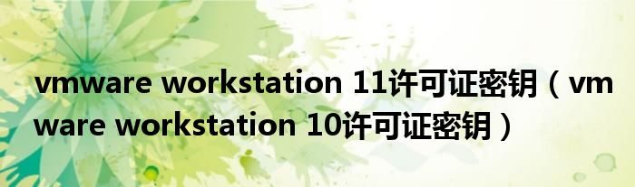vmware workstation 11许可证密钥（vmware workstation 10许可证密钥）