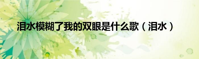 泪水模糊了我的双眼是什么歌（泪水）