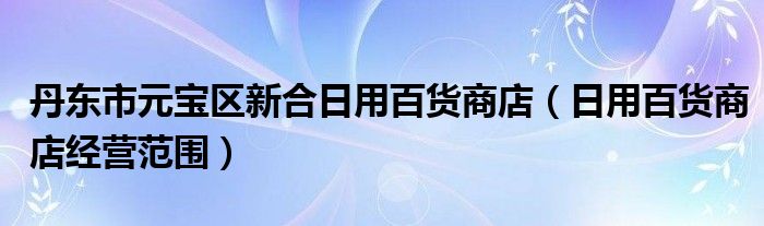 丹东市元宝区新合日用百货商店（日用百货商店经营范围）