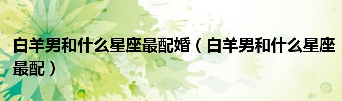 白羊男和什么星座最配婚（白羊男和什么星座最配）