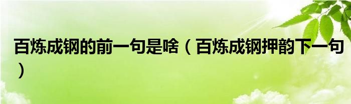 百炼成钢的前一句是啥（百炼成钢押韵下一句）