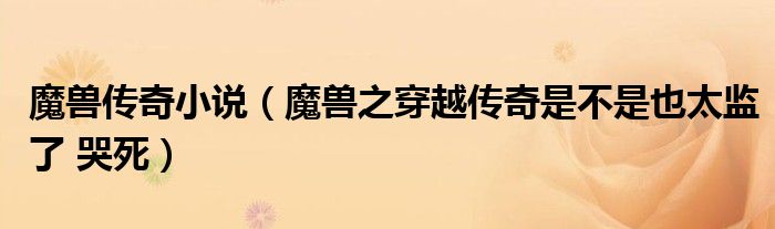 魔兽传奇小说（魔兽之穿越传奇是不是也太监了 哭死）