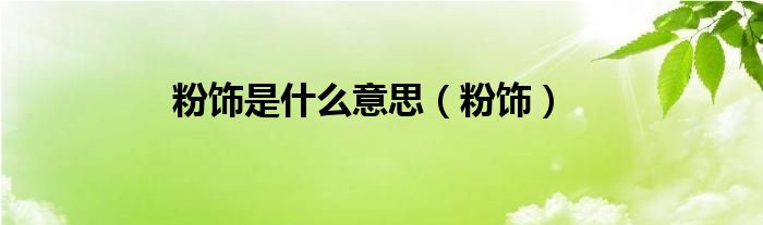粉饰是什么意思（粉饰）