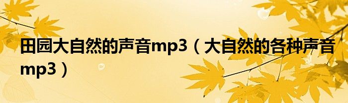 田园大自然的声音mp3（大自然的各种声音mp3）