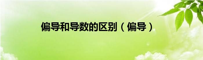 偏导和导数的区别（偏导）