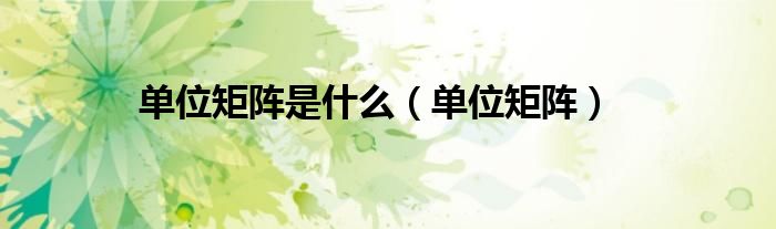 单位矩阵是什么（单位矩阵）