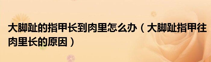 大脚趾的指甲长到肉里怎么办（大脚趾指甲往肉里长的原因）