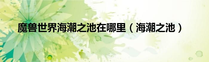 魔兽世界海潮之池在哪里（海潮之池）